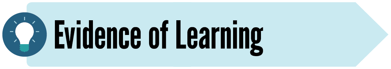 Evidence of Learning Evidence of Learning